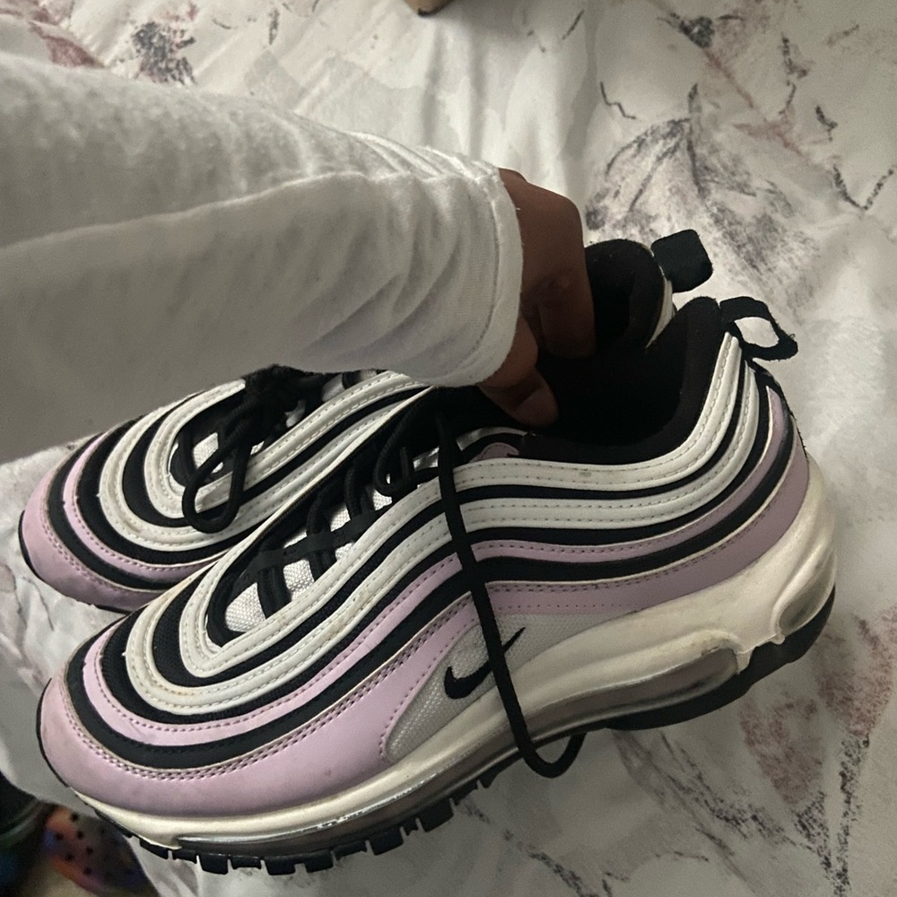 light pink and white nike sneakers